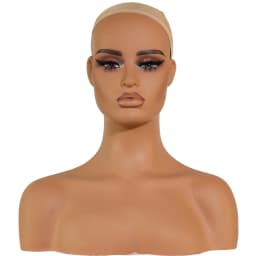 Square Face Mannequin Head With Shoulders Realistic Wigs Display Head With Freckle Dummy Head For Wigs Pvc Female Manikin Head