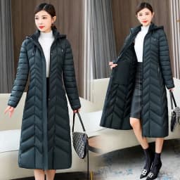Mom's Long Down Cotton Jacket 2026 Winter New Fashion Slim Hooded Coat Women's Warm Parker Overcoat Solid Female Casual Jackets