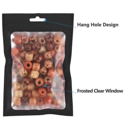 50pcs Black Foil Pouch Reusable Self Sealing Mylar Bag Ziplock Hang Bags with Clear Window for Diy Jewelry Display Packaging