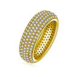 925 Sterling Silver Plated 18K Gold Diamond Ring Fashionable Decorative Dazzling Circular Ring