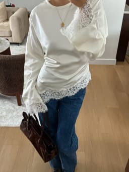 Casual Lace Patchwork Lace-up Tops Women's Slim Belted Waist-cinching Round Neck Pullovers 2026 New Ladies Spring Solid Shirt