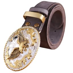 gold eagle big buckle full grain real leather 100% genuine leather hawk mens belts luxury high quality camel brown cowboys women