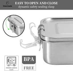 304 Stainless Steel Bento Box Double Layer Compartment Student Lunch Box Leak Proof American Style Airtight Food Container