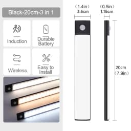 10-60CM Motion Sensor Cabinet Lights USB Rechargeable Under Cabinet Lights with Infrared Sensor Magnetic for Kitchen Closet