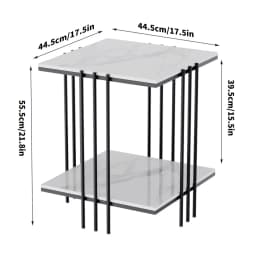 LUVODI 2-Tier Marble Sofa Side Coffee Table Square Metal Frame Gold Black Modern Living Room Furniture
