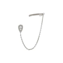 Stainless Steel Gold Color Chain Dangle Drop Earrings for Women Zirconia Pendant Clip Earring Vacation Party Jewelry Accessories