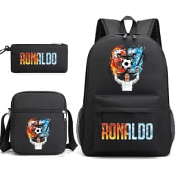 Cr7 Ronaldo 67 Print School Backpack Set with Shoulder Bag & Pencil Case for Teens Kids Lightweight Daypack