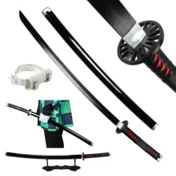 41 inch Demon Slayer Samurai Katana Sword With Belt And Holder Tanjiro Halloween Cosplay Props Decoration