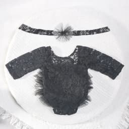 Ylsteed 2 Pieces Set Dusty Pink Newborn Lace Romper for Photo Shooting Fluffy Mesh Lace Photography Outfits with Headband