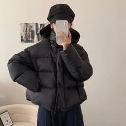 Korean Cropped Hooded Down Jacket for Women Winter Thickened White Duck Down Coats Woman Solid Color All Match Puffer Jackets