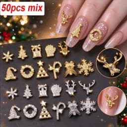 10/50Pcs Christmas Alloy Bell Nail Charms Red Bow Pendant Nail Art Decorations 1.2*1.5cm Party Style Bow Bell Nail Accessories