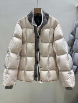 Luxury Knit patchwork down jacket for women 2026 Winter Thick warm turtleneck long sleeve puffer coat Korean style INKEO DJ668