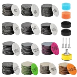 1Inch 25MM Wet Dry Sanding Disc 186/203/245Pcs Assorted Grit 60-10000 with 1/8" 1/4" Shank Backing Pad Interface Pad Sanding Pad