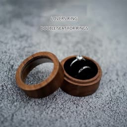 1PCS Blank Walunt Wood Ring Box With Bag Wooden Round Double Slot Wedding Proposal Engagement Round Wood Ring Box Earring Box
