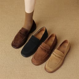2026 Spring Sheep Suede Women Shoes Round Toe Chunky Heel Women Pumps Shoes for Women Deep Mouth Loafers Low Heels Ladies Shoes