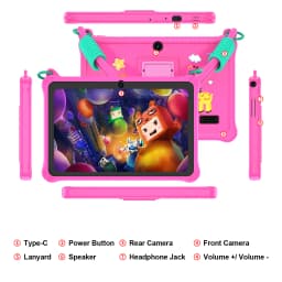 PRITOM Kids Tablet 7 Inch Android 13 4GB (2+2 VIRTUAL) RAM 32GB ROM WiFi Bluetooth Children Software Installed with Lanyard