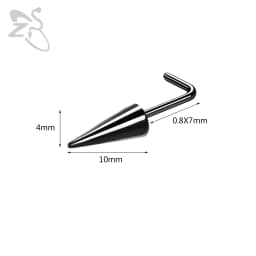 ZS 1 Piece 20G Stainelss Steel Long Spike Nose Stud Men Women Black L/I/S Shapes Nose Piercings Cone Nostril Piercings 6/8/10MM