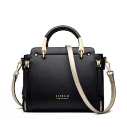 FOXER Split Leather Shoulder Bag Women Top Handle Handbag Female Large Capacity Tote Bag Simple Luxury Crossbody Purse