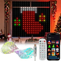Outdoor Led String Christmas Lights Bluetooth Music App Control RGBIC Curtain USB DC5V WS2812B LED Addressable Party Decoration
