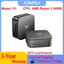 KAMRUI P1 AMD Ryzen 3 5400U Mini PC 16GB RAM 512GB Mini PC SSD Portable Gaming Mini Pc Wifi 5 Bluetooth 4.2 4K Triple Display Windows 11 Pro System Desktop Computer