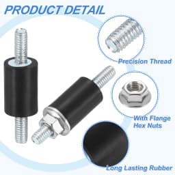 1Set M4 M5 M6 M8 M10 Rubber Mounts Cylindrical Anti Vibration Isolator Studs Shock Absorber Double Studs with Nuts for Generator
