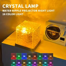 16Colors Ocean Wave Projector Light Dynamic Rotating Flame Remote RGB Dimmable Water Ripple LED Night Lamp for Living Room Decor