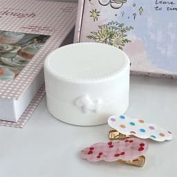 Cute Cartoon Bow Pony Round Ring Earrings Box Luxury Dustproof Hair Accessories Packaging Display Box Portable Storage Box