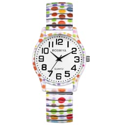 LANCARDO Men's and Women's High Definition Easy to Read Elastic Watch Arabic Digital Scale Printing Decorative Telescopic Strap