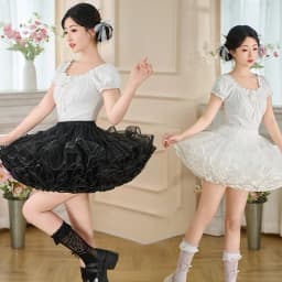 Lolita Soft Tulle Violent Short Support Flying Duck Butt Skirt Support Super Violent No-Bone Lace Bustle Half Skirt for ...