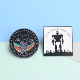 I'm a Huge Fan of Space Enamel Pin - Cartoon Astronaut & Rainbow Lapel Badge for Backpack DIY Gift