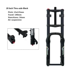 20x4.0 26*4.0 MTB Dual Motor Air Suspension Fork QR 9*135mm 15*135mm Beach Snow Motorcycle Electric E Bike Double Crown Air Fork