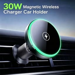 30W Fast Charging Magnetic Car 3 Wireless Charger, LED Light Phone Mount Holder for iPhone 12, 13, 14, 15, 16, 17, 18 Pro Max