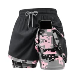 Women's 2-in-1 Gym Shorts with Pockets High Waist Quick Dry Breathable Lightweight Workout Running Swim Beach Casual Outdoor