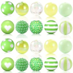 20 Pcs Chunky Bubblegum Beads Focal Beads Pen Beads Large Rhinestone Pearl Beads Christmas Beads for Pen Jewelry Making Keychain