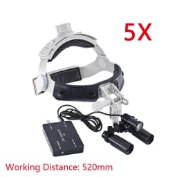 DEASIN Dental Magnifier 5X / 6X Binocular Kepler Loupes Headband Adjustable with LED Headlight 5W Dentist Surgical Headlamp Tool