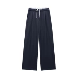 DUOPERI Women Fashion Solid Lace Up Side Zipper Straight Pants Vintage High Elastic Waist Female Chic Lady Trousers