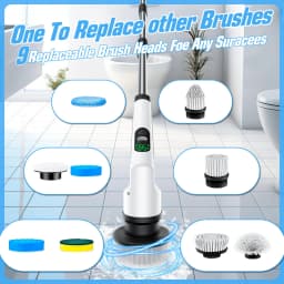 Electric Spin Scrubber 9 in 1 Cordless Cleaning Brush Telescopic Handle LED Display Wireless Bathroom Kitchen Floor Tile Cleaner