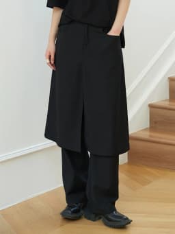 [EAM] High Elastic Waist Black Double Layers Long Wide Leg Pants New Loose Fit Trousers Women Fashion Spring Autumn 2026 1DF3962