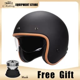 Jet Helmet DOT Open Face Helmet for Men Women Retro 3/4 Motorcycle Helmets Vintage Cafe Racer Half Face Helmet Capacete De Moto