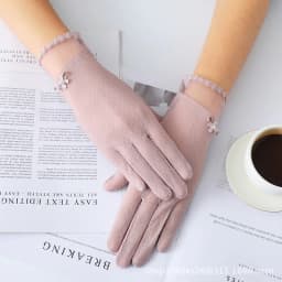 Summer Women Sexy Lace Thin Sunscreen Touch Screen Gloves Soft Ice Silk Skid Driving Anti-UV Elegant Female Outdoor Gloves