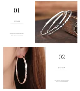 925 Sterling Silver Large Circle Hoop Earrings 3/4/5/6M for Women's Wedding Fine Fashion Jewelry Accessories Party Gifts