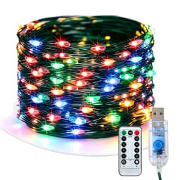 USB Powered LED Green Copper Wire String Lights 8 Modes Fairy Garland Light Holiday Decor Light for Christmas Tree Party Wedding