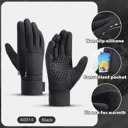 1 Pairs Winter Gloves Mens Touchscreen Non-Slip Unisex Waterproof Windproof Warm Cycling Cold Gloves Fashion Zipper Sports Glove