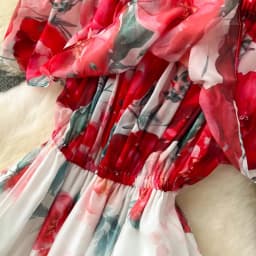 Chic Sexy Off Shoulder Print Ruffle Slash Neck Dress Fairy Print Casual A-line Dress Summer Elegant Beach Vacation Women Dresses