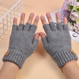 Winter Knitted Thick Thermal Half Finger Gloves Women Men Outdoor Warm Cycling Driving Fingerless Glove Touchscreen Mittens