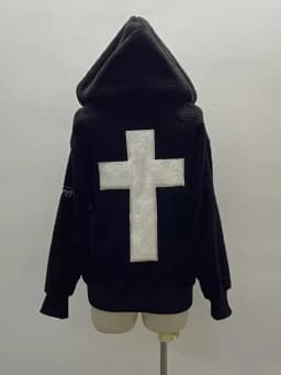 Subculture Cross Y2k Lamb Wool Jackets Women Gothic Hoodies Skull Grunge Zipper Streetwear Harajuku Female Vintage Casual Coat