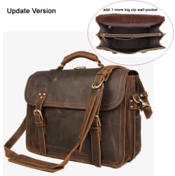 Vintage Crazy Horse Genuine Leather Men Briefcase Large Business Bag Tote Office Bag 15.6“Laptop Case Attache Male Shoulder Bag