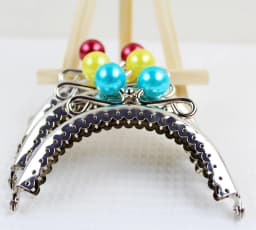 10PCS Super Cute 8.5CM Silver Pearl Bead Metal Purse Frame Kiss Clasp Diy Bag Accessory