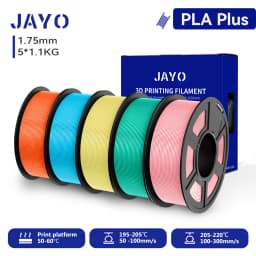 JAYO 3D PETG/PLA/PLA+ Filament 1.75mm +/-0.02mm PLA Filament 5 Rolls For Bambu FDM 3D Printer Neatly Wound 3D Printing Material