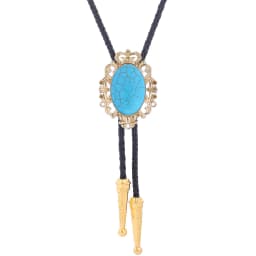 BRONZE GEM Bolo Tie Western Cowboy Opal Rodeo Leather Necktie